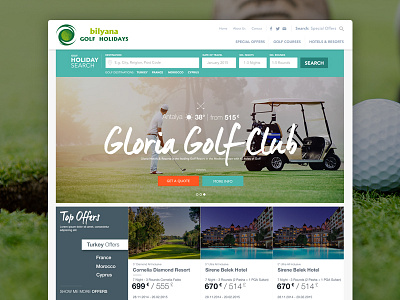 Golf Holiday ( Updated ) colour golf grid header holiday image main page menu price search typography weather