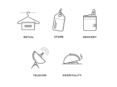 POS System Icons communication grocery hospitality icon illustration line minimal retail shopping store telecom vector