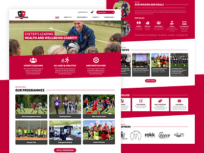 Health & Wellbeing Charity Homepage charity community events football health homepage landing page non profit non profit sport sport courses sport events web design wellbeing