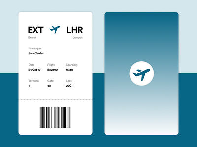 Minimal Boarding Pass (Daily UI 024) boarding pass clean design daily ui daily ui 024 minimal boarding pass plane icon simple design vector icon