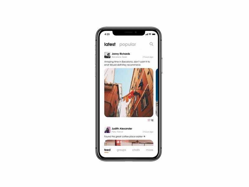 Social App Navigation Interaction