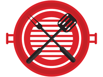 BBQ bbq circle color flat grill red spatula summer