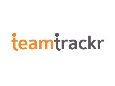 Teamtrakr Logo design graphic grey logo orange text type typography