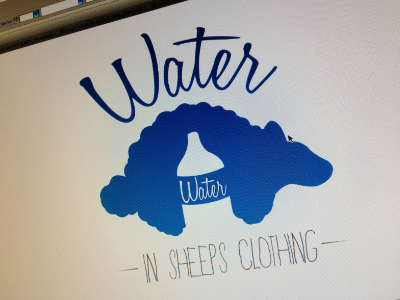 Water in Sheeps Clothing Logo Development blue brand branding illustration logo negative space photography type typography vector water white