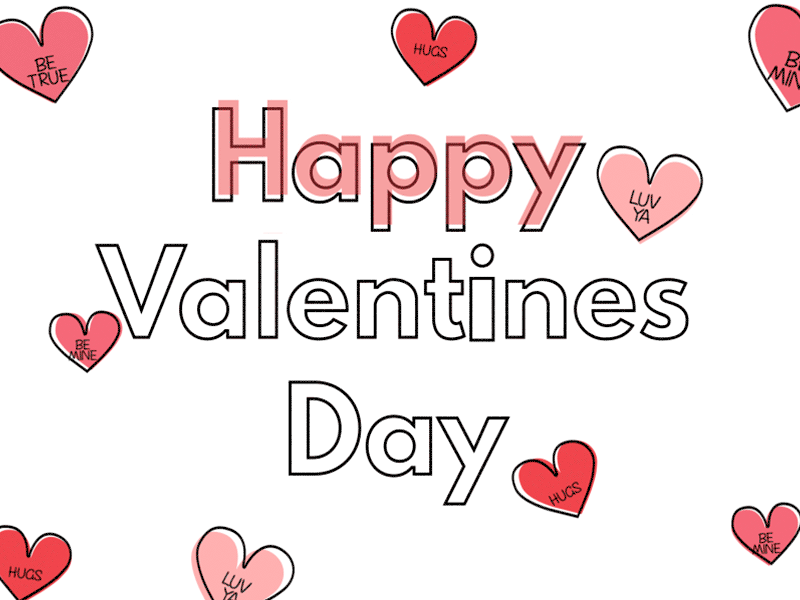 Happy Valentines Day animation design gif graphic design illustration typography valentines valentines day