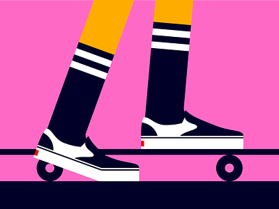Skateboarding design flat illustration minimal minimalist minimalistic shoes skate skateboard skateboarding skating vans