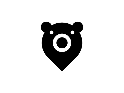 Bear + Pin bear design logo minimalistic pin pointer