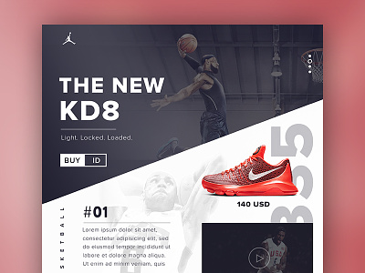 A new one basketball interface kd8 nike psd shoe shop sports ui ux web webdesign