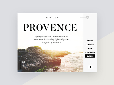 Provence article europe france interface navigation provence psd sea travel ui ux web