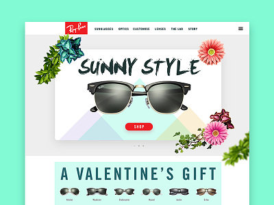 Colorful sunglasses colors flowers psd rayban shop summer sunglasses ui ux web website