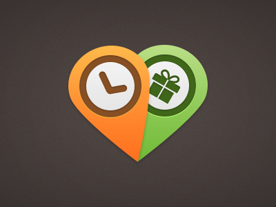 Location deals deals gift green icon orange timely