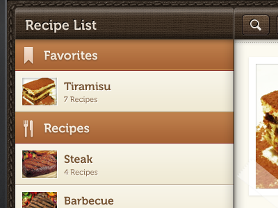 Recipe List brown ipad app pushed to use museo stitches