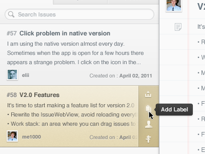 Issues App Take 2 - Selected Issue Item cappuccino source list view