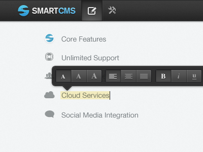 SmartCMS - Live Editing buttons grey live editor smartcms