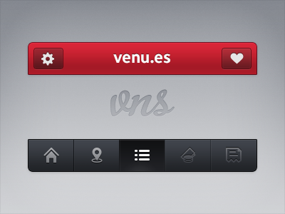 venu.es bars dark iphone app navbar navigation bar red tab bar