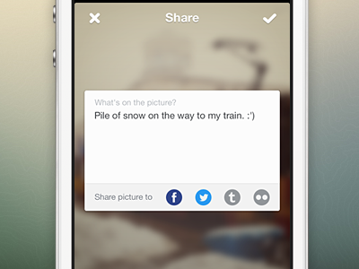 Share view blurry icons ios app photo share