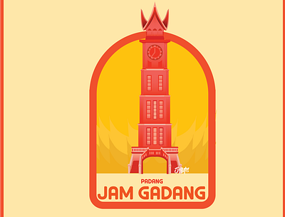 Jam Gadang ( Padang ) branding city illustration design flat icon design illustration illustrator logo vector