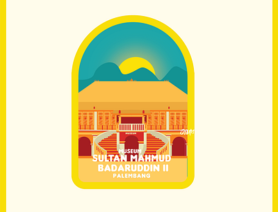 Museum Sultan Mahmud Badaruddin II branding city illustration design flat illustration illustrator vector