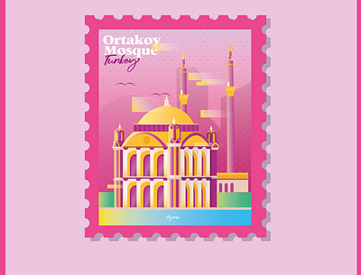 Orrtakoy Mosque Turkey branding city city illustration design flat icon design illustration illustrator turkiye vector