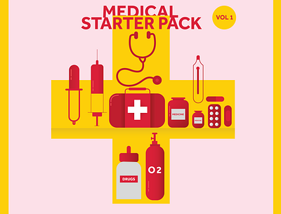 Medical Starter Pack flat graphic design icon logo