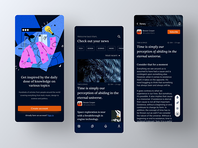 News Mobile App Concept app design design dribbble illustration mobile ui news app ui uidesign ux