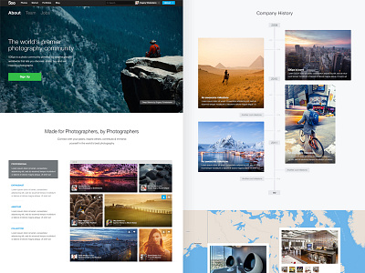 500px About page 500px photography timeline ui