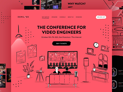 Demuxed conference 2021 conference illustration vector web design website