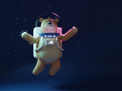 Space bear in 3d 3d bear blender illustration space