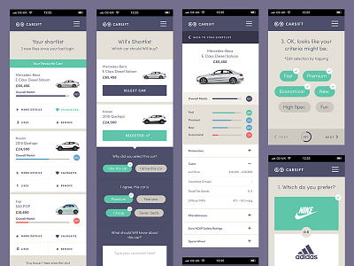 CarSift Ui car carsift mobile phone ui web app
