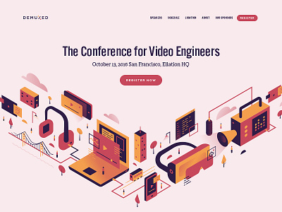 Demuxed Website demuxed engineer illustration logo poster video web website