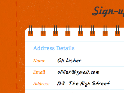 Sign-up for HN Tees form note pad sign up