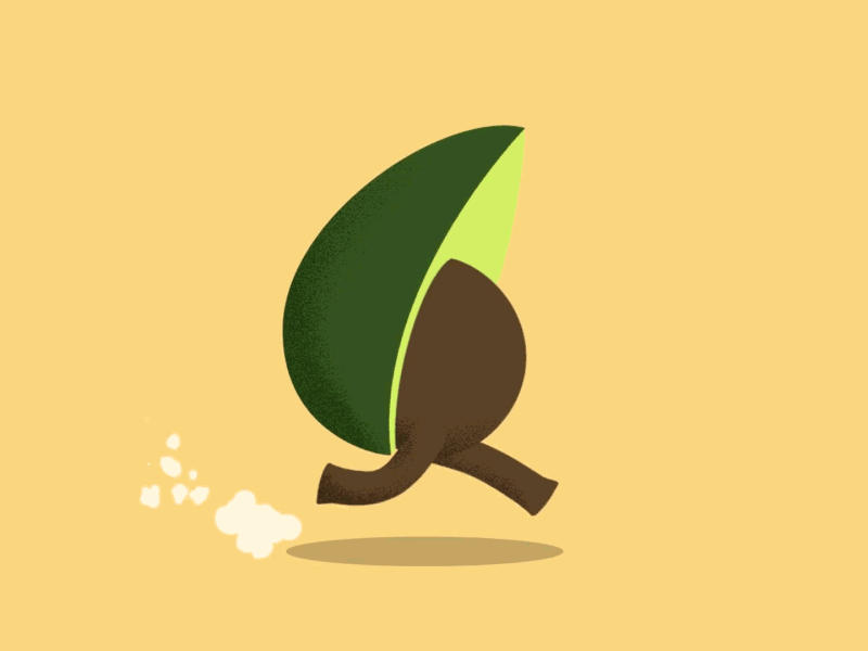 Running Avocado 2d art 2danimation after effects aftereffects animation illustration motion design motiongraphics run cycle walkcycle