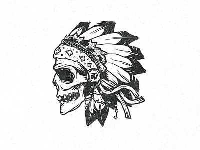 Native Skully apparel design headress illustration native skull