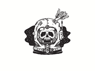 Lost In Space cosmonaut illustration skull space