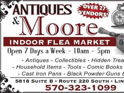 Antiques And Morore Ad advertisement antique design flea market