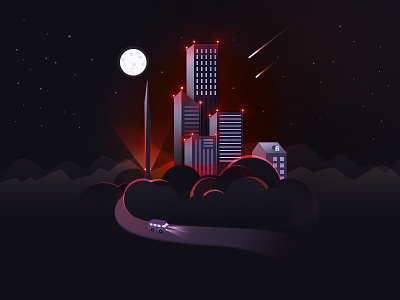 City Night buiding city illustration night