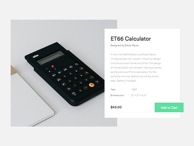 Minimal Braun Calculator Product Card