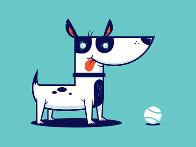 Playtime baseball dog illustration screenprint vector