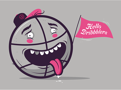 Hello Dribbblers! basketball character debut shot design hello dribbble illustration illustrator vector