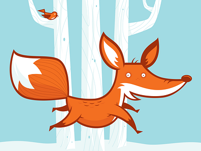 Fox bird character design fox illustration illustrator screen print snow vector winter