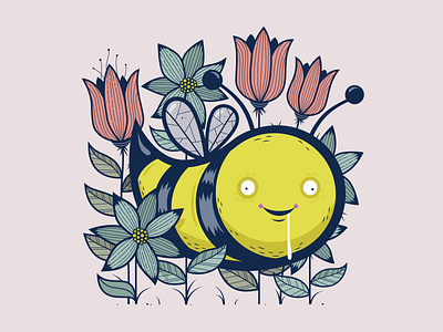 Spring Bee 2d art bee character character design design flat flowers illustration illustrator spring vector