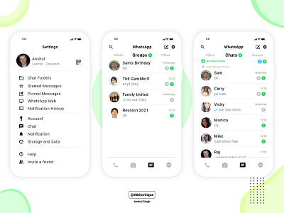 WhatsApp Redesign 2021 2021 adobe xd app brand redesign case study chat app design graphic design messenging redesign ui ux vector whatsapp