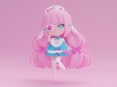 Cute pink chibi anime girl