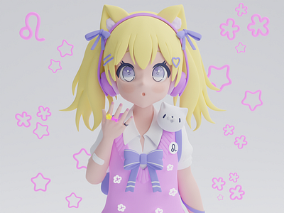 Anime girl 3d anime blender chibi cute design illustration model