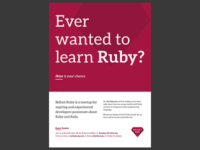 Belfast Ruby Poster belfast ruby poster poster design print rails ruby