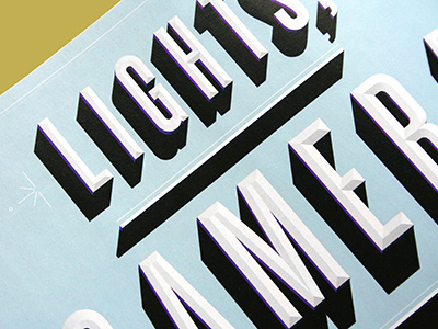 Lights Camera Register 2 3d blue decoration embellishment magazine movie lettering registry rule line shadows title screen typography wedding