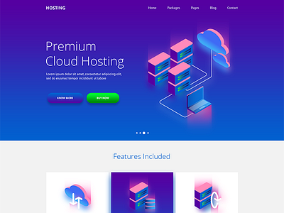 Hosting Web Template divi illustrator isometric photoshop template website wordpress