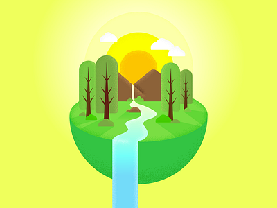 Green Earth art earth green hills illustration illustrator nature river tree