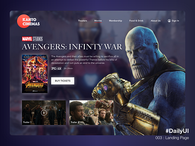 Kanto Cinemas / Now Playing... dailyui 003 desktop landing page movies ui ux web design