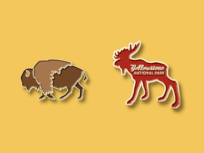 Bison and Moose Enamel Pin Concepts adobeillustrator enamelpin illustration national park yellowstone